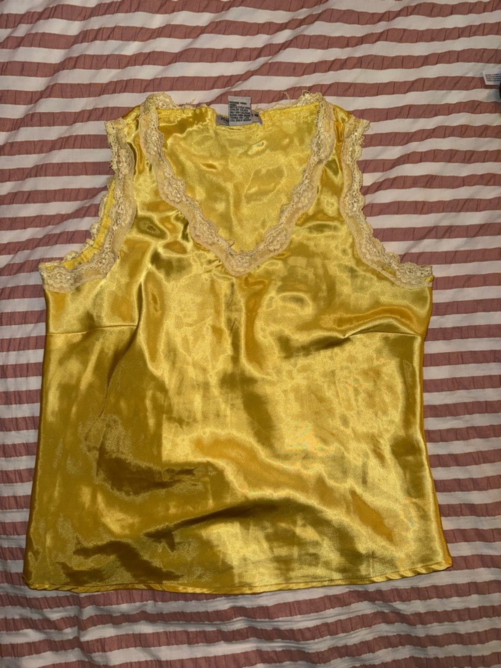 Notations yellow vintage lace top